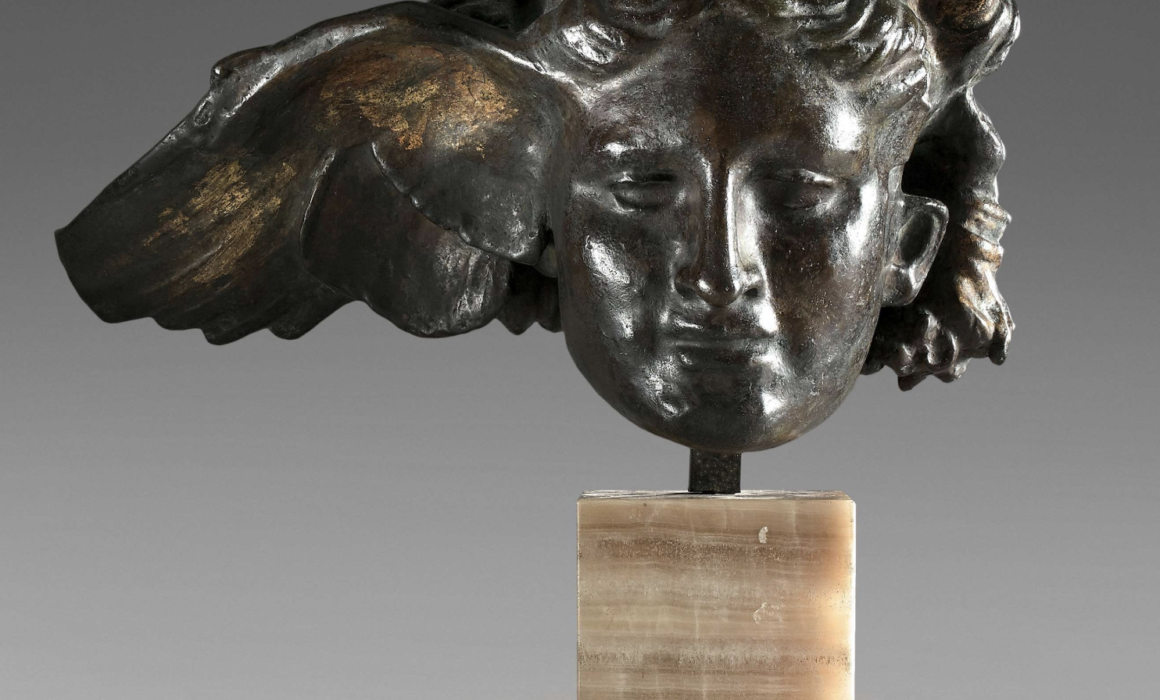 Bronze sculpture by Fernand Khnopff of the head of Hypnos