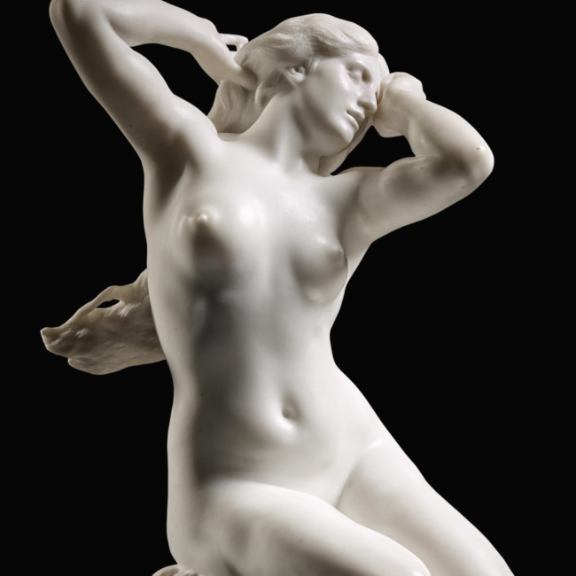 Marble sculpture The Reawakening of Magdalene by Augustin Peene