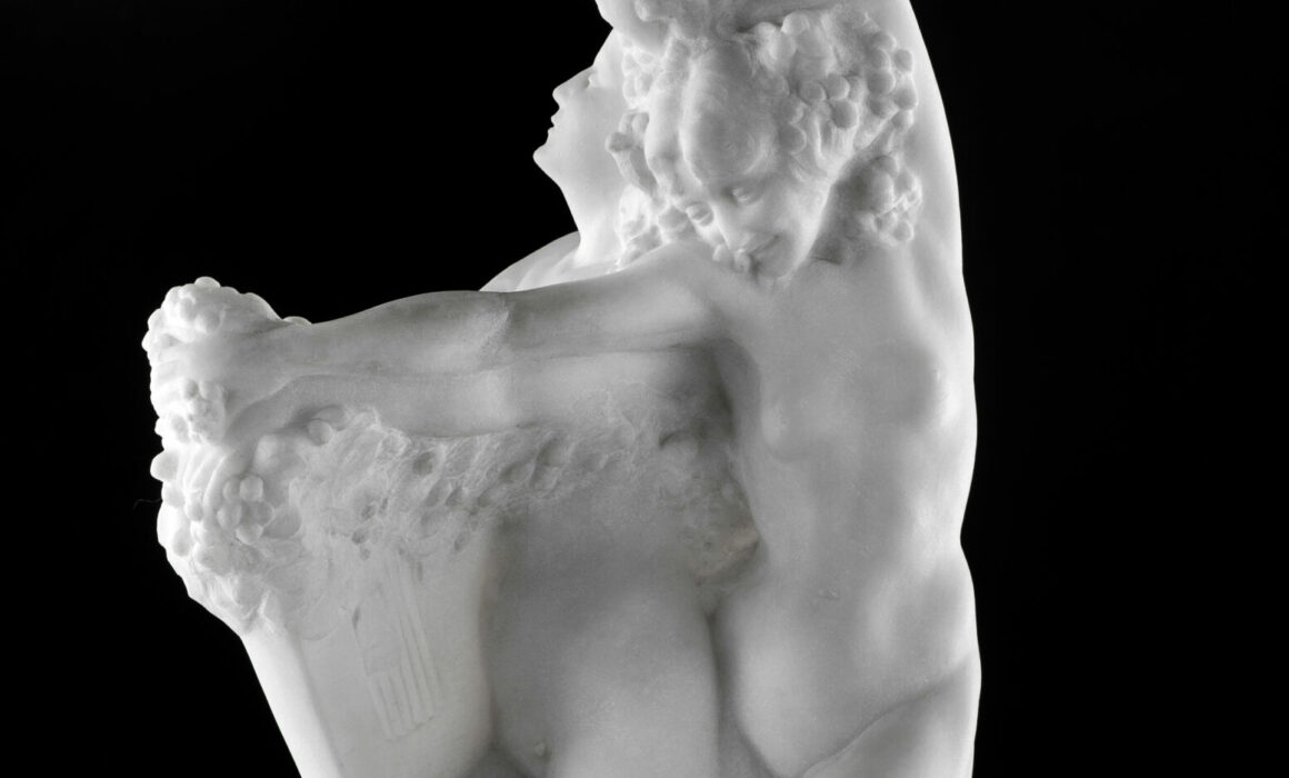 Marble sculpture Les Bacchantes by Philippe Wolfers