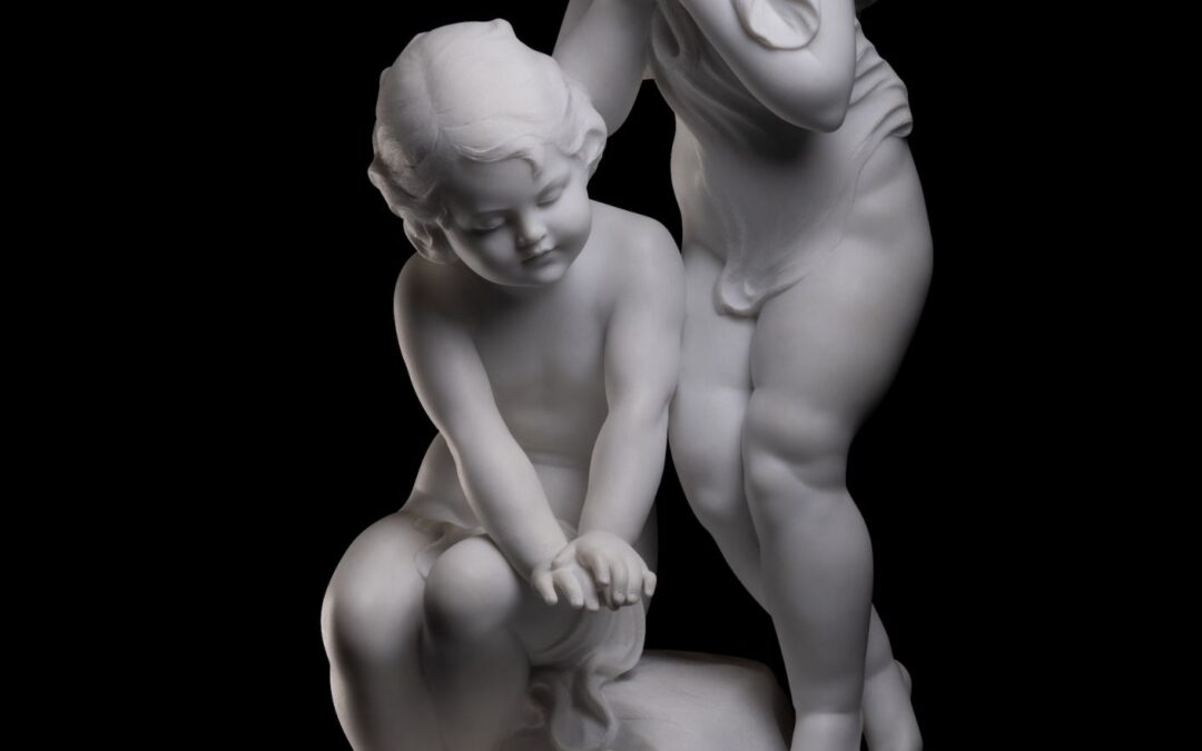 Children Warming by the Fire by Cesare Viviani
